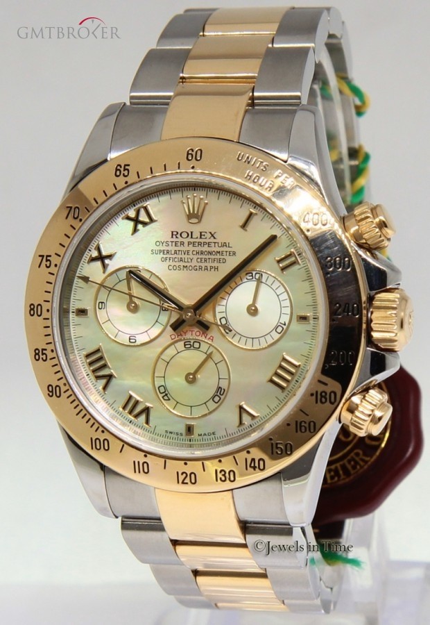 Rolex Daytona Chronograph 18k Yellow Gold Steel MOP Dial 116523 393759