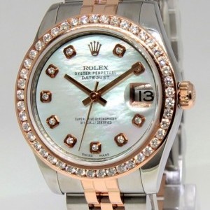 Rolex Datejust 18k Pink Gold Steel MOP Diamond Ladies Mi 178271 391075