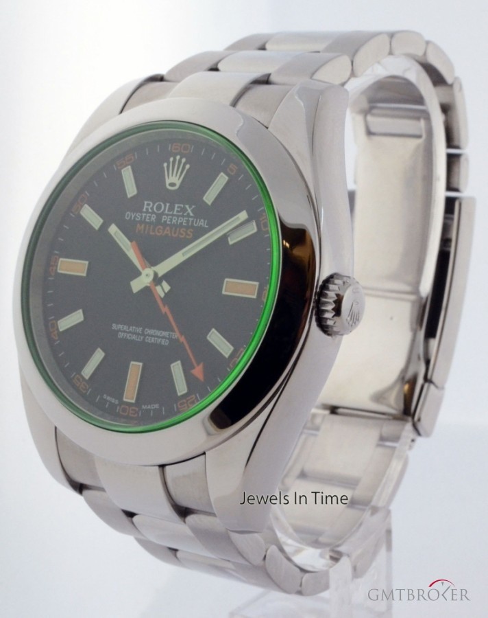 Rolex Milgauss Green Crystal Steel Mens Automatic Watch 116400GV 199825