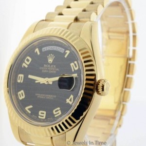 Rolex Mens Day Date II 18k Yellow Gold Automatic Bronze 218238 157117