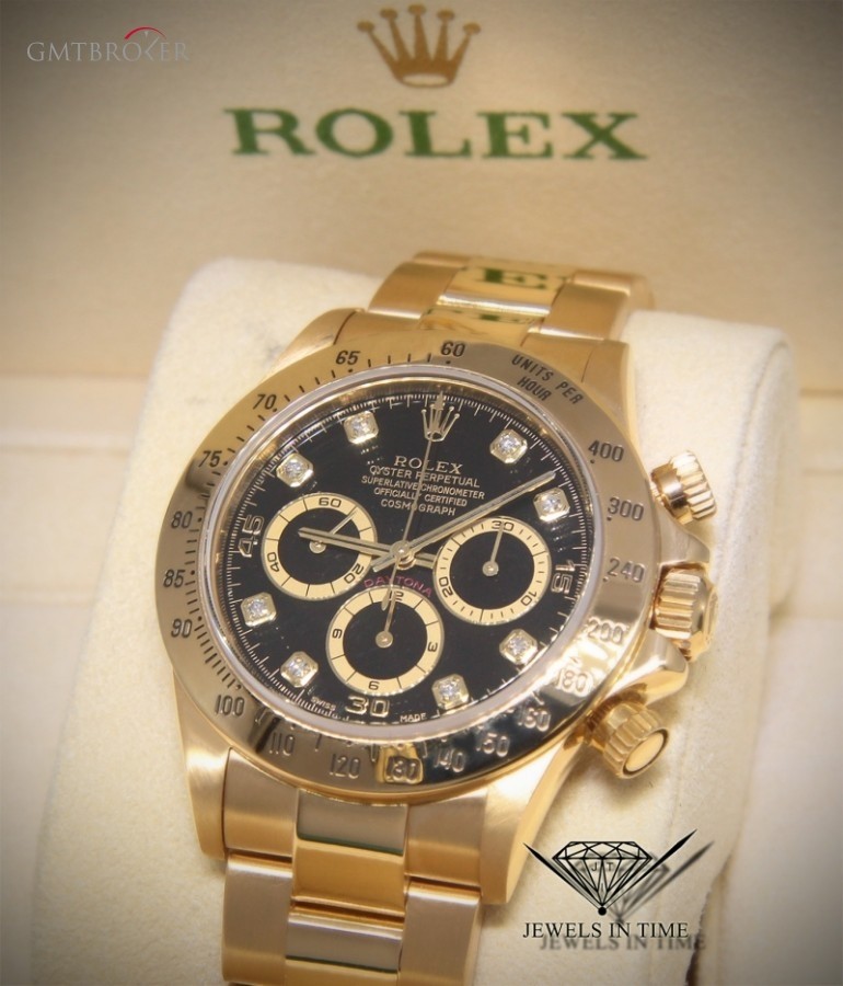 Rolex Daytona Zenith 18k Yellow Gold Black Diamond Dial 16528 480821