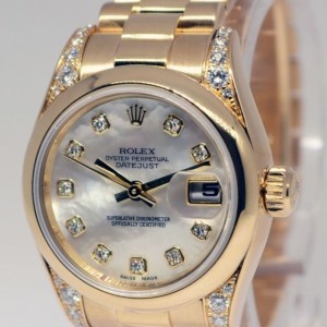Rolex Ladies Datejust 18k Yellow Gold MOP Diamonds Watch 179298 382873