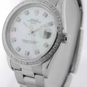 Rolex Date Steel Mens Automatic Watch Mother of Pearl Di nessuna 154929