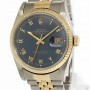 Rolex Mens Datejust 18k Yellow Gold Stainless Steel Blue