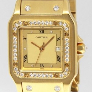 Cartier Santos 18k Yellow Gold Diamond Automatic Ladies Wa nessuna 391315