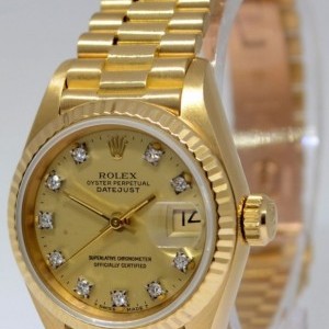 Rolex Ladies Datejust President 18k Yellow Gold Diamond 69178 364081
