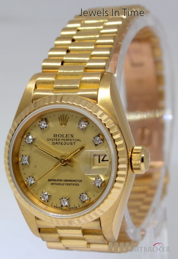 Rolex Ladies Datejust President 18k Yellow Gold Diamond 69178 364081