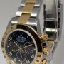 Rolex Daytona 18k Gold  Steel Chronograph Watch Blue Dia
