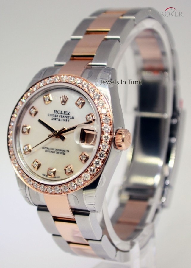 Rolex Datejust 18k Pink Gold Steel Custom MOP  Diamonds 178271 160851