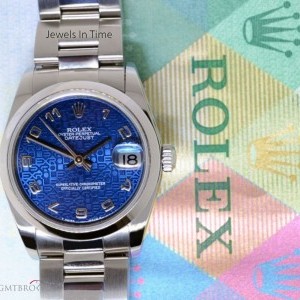 Rolex Midsize Datejust Steel Blue Jubilee Dial Oyster Br 78240 422465