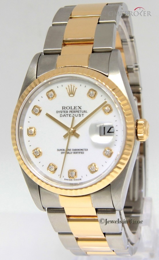 Rolex Datejust 18k Yellow Gold Stainless Steel Diamond D 16233 408439