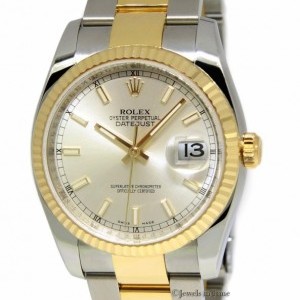 Rolex Datejust 18k Yellow Gold  Stainless Steel Silver D 116233 159975