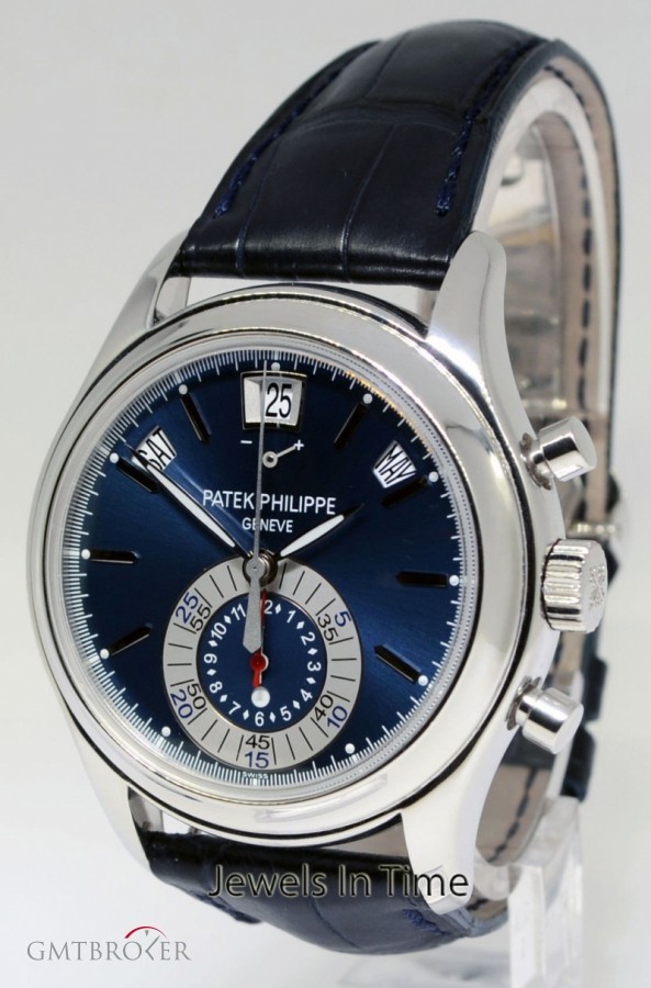Patek Philippe Annual Calendar Chronograph Rare Blue Dial Platinu 5960P 385113
