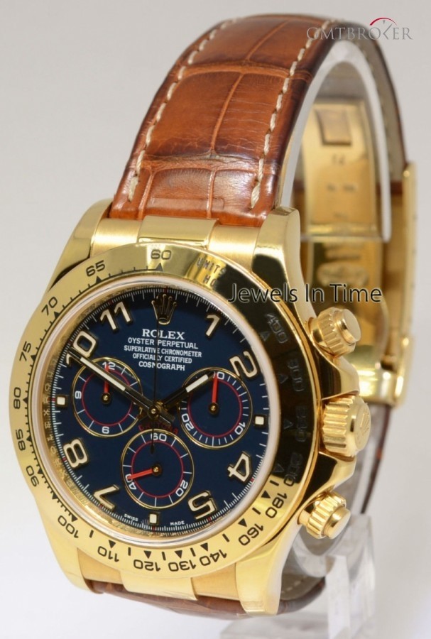 Rolex Daytona 18k Gold Blue Dial Chronograph Mens Watch 116518 343587