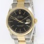 Rolex Mens Datejust 18k Yellow Gold Stainless Steel Blac