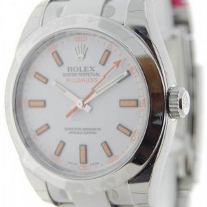 Rolex Mens Milgauss 116400 M Steel White Dial Watch Box nessuna 155451