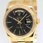 Rolex Day-Date President 18k Yellow Gold Black Dial Mens
