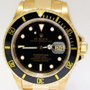 Rolex Submariner 18k Yellow Gold Mens Dive Watch  Box 16 16618 163247