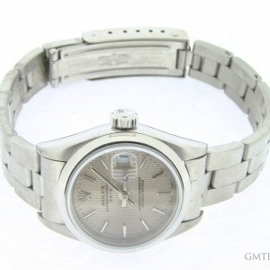 Rolex Ladies  Date Stainless Steel Watch wSilver Tapestr 69160 214389