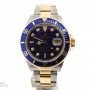 Rolex Mens  Submariner 2tone 18k GoldSS Watch wBlue Diam