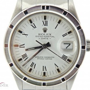 Rolex Mens  Date Stainless Steel Watch wWhite Roman Dial 15010 210801