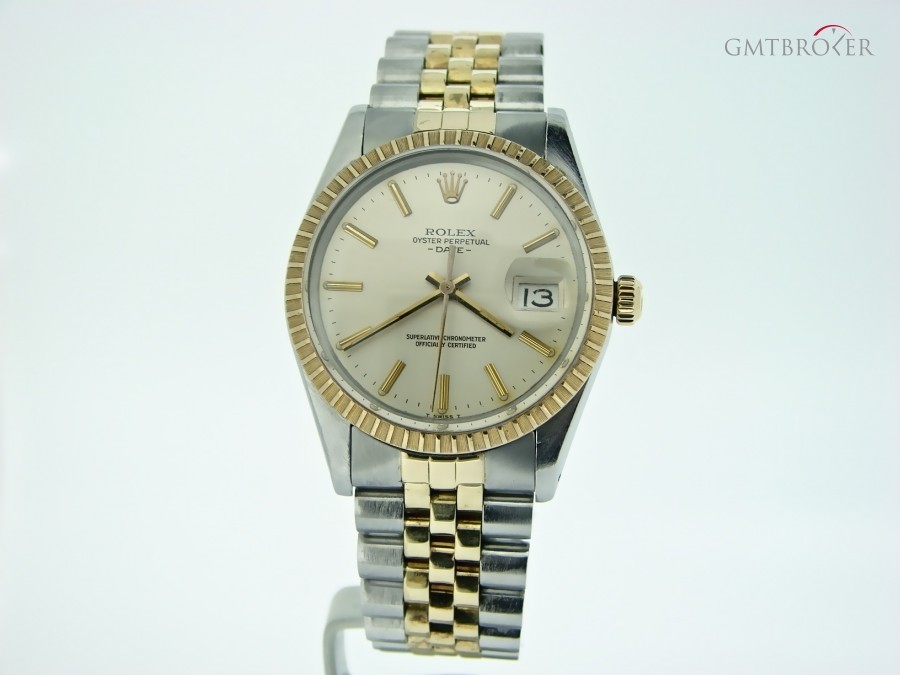 Rolex Mens  Date 2tone 14k Yellow GoldSS Watch w Silver 15053 247319