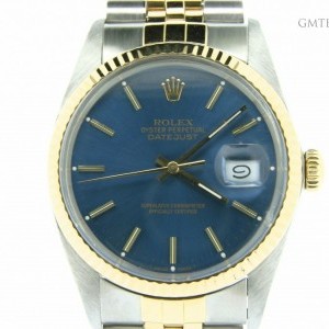 Rolex Mens  Datejust 2tone 18k Yellow GoldSS Watch w Blu 16013 211105
