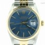 Rolex Mens  Datejust 2tone 18k Yellow GoldSS Watch w Blu