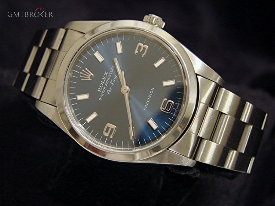 Rolex Mens  Air-King No Date Stainless Steel Watch wBlue 14000 247965