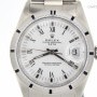 Rolex Mens  Stainless Steel Date Watch wWhite Roman  Peg