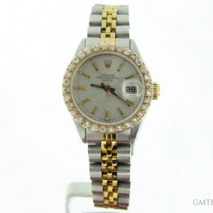 Rolex Ladies  Date 2tone 14K GoldSS Watch wSilver Diamon 6917 213149
