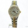 Rolex Ladies  Date 2tone 14K GoldSS Watch wSilver Diamon