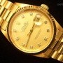 Rolex Mens  Datejust 18k Yellow Gold Watch wGold Diamond