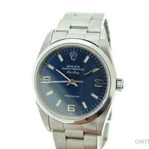 Rolex Mens  Air-King No Date Stainless Steel Watch wBlue 14000 247985