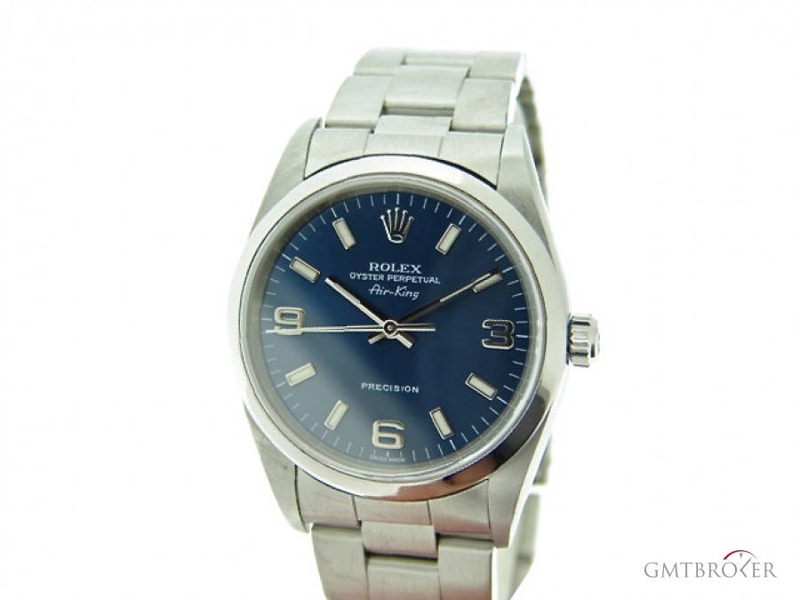 Rolex Mens  Air-King No Date Stainless Steel Watch wBlue 14000 247985