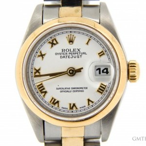 Rolex Ladies  2tone 18k GoldSS Datejust Watch wWhite Rom 69163 213549
