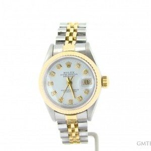 Rolex Ladies  Datejust 2tone 18k GoldSS Watch White Diam 69173 214601