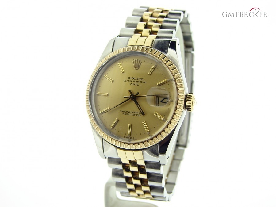Rolex Mens  Date 2tone 18k Yellow GoldSS Watch wGold Dia 15053 247633