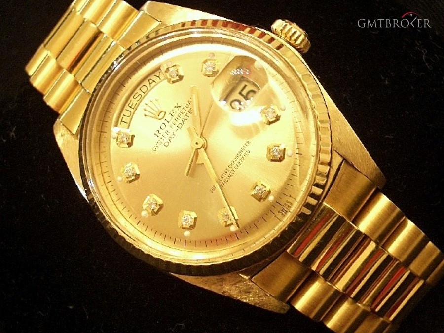 Rolex Mens  Day-Date President 18k Gold Watch wGold Diam 1803 216495