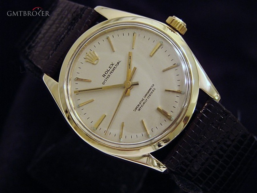 Rolex Mens Rolex Oyster Perpetual No Date 14k Gold Watch nessuna 247735