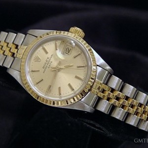 Rolex Ladies Rolex Date 2tone 18k Yellow GoldSS Watch wG nessuna 216245