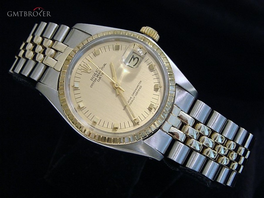 Rolex Mens  Date 2tone 14k Yellow GoldSS Watch wGold Dia 1505 247299