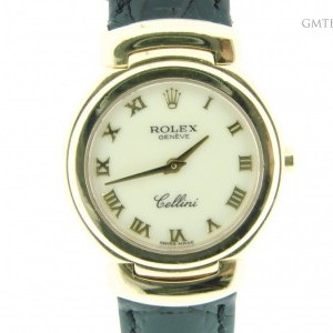 Rolex Ladies  18k Yellow Gold Cellini Watch wWhite Roman 6621 213131