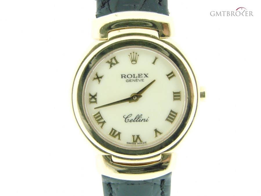 Rolex Ladies  18k Yellow Gold Cellini Watch wWhite Roman 6621 213131