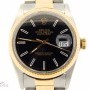 Rolex Mens  2tone 18k GoldSS Datejust Watch wBlack Dial