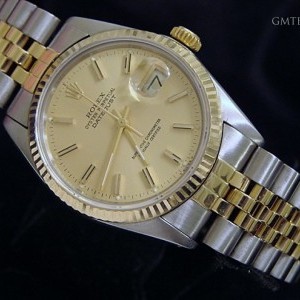 Rolex Mens  Datejust 2tone 18k Yellow GoldSS Watch w Gol 16013 284839