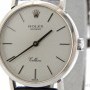 Rolex Ladies  18k White Gold Cellini Leather Watch wSilv