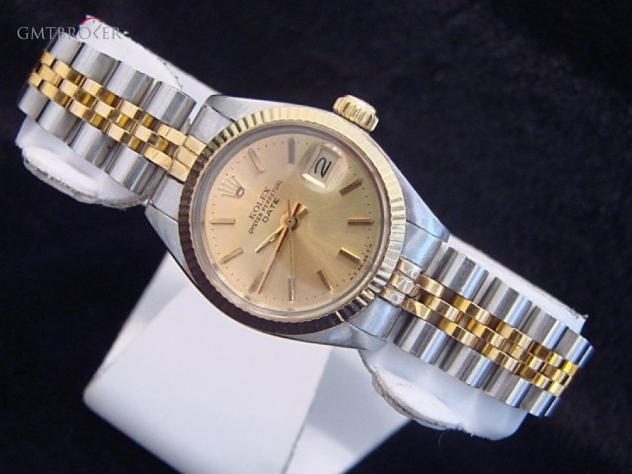 Rolex Ladies Rolex Date 2tone 14k Yellow GoldSS Watch wG nessuna 216111