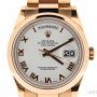 Rolex Mens Solid 18k Rose Gold Day-Date Watch wWhite Rom