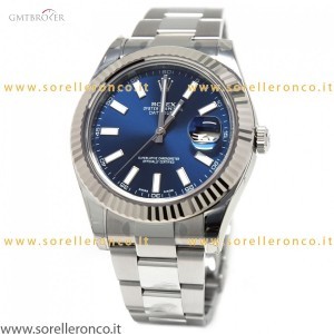 Rolex DATEJUST II BLU GHIERA ZIGRINATA 116334 348229